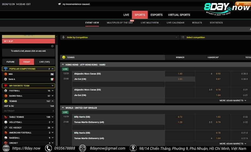 BBIN Sports 8Day - Cổng cược thể thao đẳng cấp quốc tế 3 Giao dien cong cuoc BBIN The Thao 8Day - Hinh 2