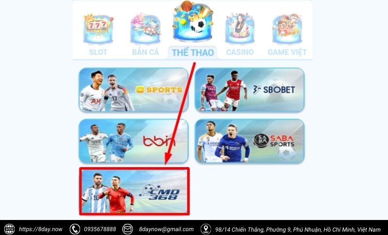 CMD Sports 8Day - Nơi hội tụ những kèo cược thể thao hấp dẫn 6 Cac buoc tham gia dat cuoc tai CMD The Thao 8Day - Buoc 2