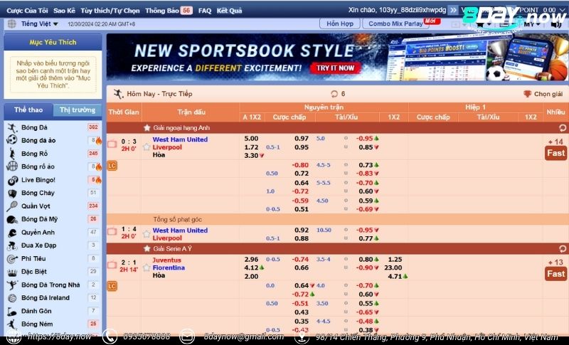 SBOBET Sports 8Day - Sảnh cược thể thao uy tín hàng đầu 2 Giao dien cong cuoc SBOBET The Thao 8Day - Hinh 1