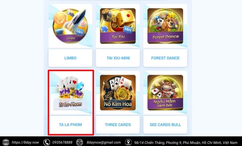 Tá Lả Phỏm 8Day - Game bài Việt, giải trí đỉnh cao 7 Cac buoc tham gia game Ta La Phom 8Day - Buoc 3