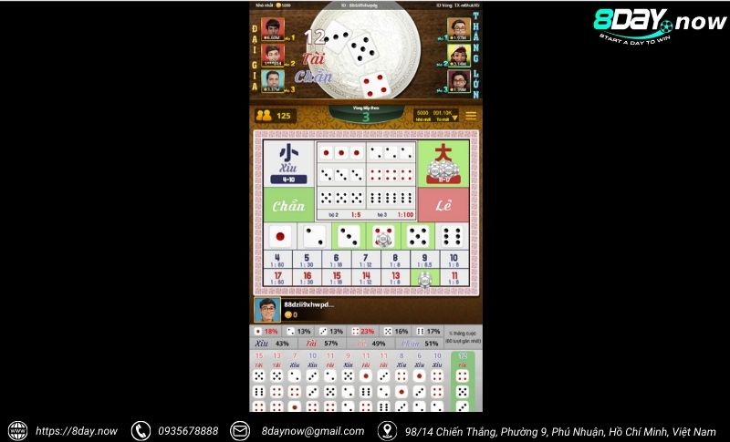 Tài Xỉu 8Day - Kết quả nhanh, thưởng cực khủng 4 Giao dien game Tai Xiu 8Day - Hinh 3