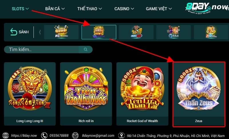 Zeus Slots 8Day - Game slot đỉnh cao với hệ số Megaways cực khủng 5 Cac buoc tham gia choi Zeus 8Day - Buoc 2