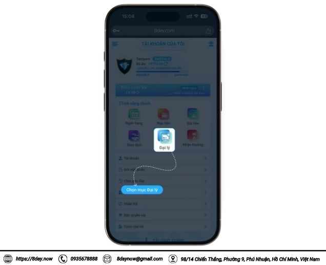 Chính sách đại lý tại 8DAY & Hướng dẫn đăng ký trở thành đại lý của 8DAY 9 Chọn vào Đại lý