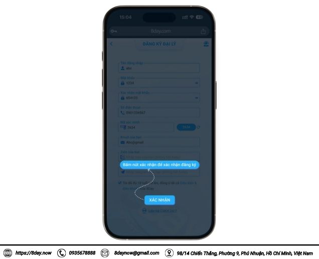 Chính sách đại lý tại 8DAY & Hướng dẫn đăng ký trở thành đại lý của 8DAY 12 Xác nhận đăng ký