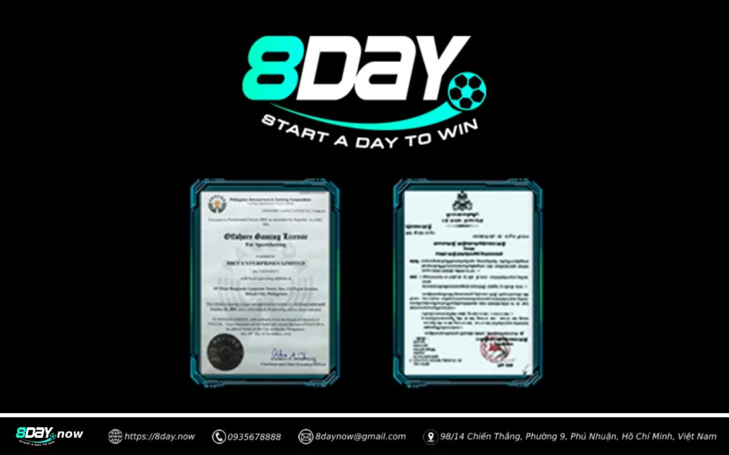 8Day - Trang chủ 35 Giấy phép hoạt động hợp pháp của 8 DAY do PAGCOR cấp