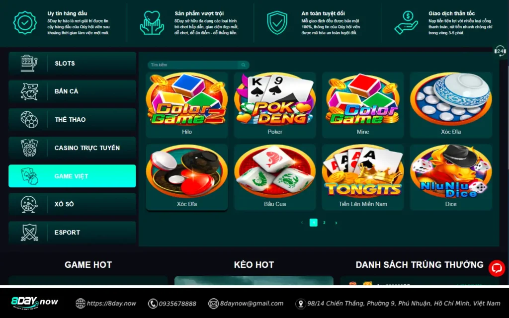 8Day - Trang chủ 106 Giao diện sảnh Game Việt 8 DAY