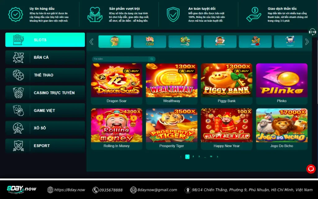 8Day - Trang chủ 36 Giao diện sảnh Slots 8 DAY
