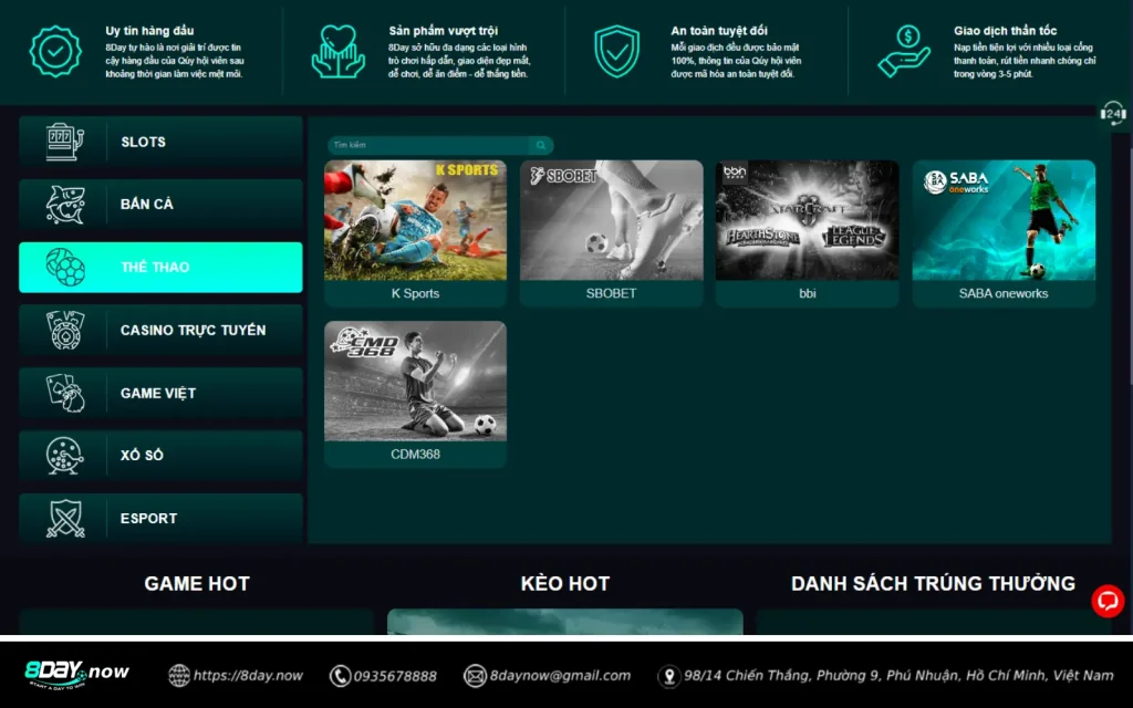 8Day - Trang chủ 84 Giao diện sảnh Thể Thao 8 DAY